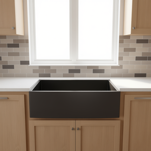 Lavello da Cucina Nero Stile Rustico 30x21x10 Pollici, Vasca Singola con Frontale a Grembiule in Acciaio Inossidabile Finitura Opaca - Product Image 2