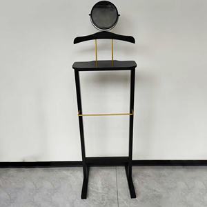 Nouvelle garde-robe en bois costume valet support vêtements <span class=keywords><strong>pantalon</strong></span> bar support grossiste hôtel bambou bois support cintre pour costume avec miroir - Product Image 3