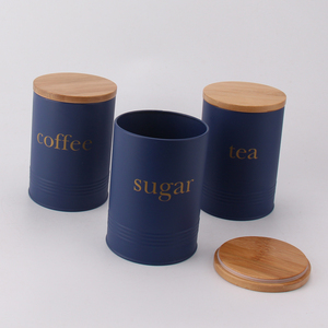 Juego de 3 botes de metal para cocina, juego de almacenamiento con tapa de bambú, ahorro de espacio, para té, café y azúcar - Product Image 6