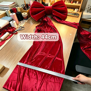 E-Magic Xmas Red Velvet Ribbon Bow Large Christmas Tree Topper Bow Decorative Ribbon Bows With Long Tails - Product Image 2