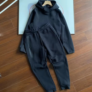 Material Original Personalizado KN Logo Tech Fleece Top 2pcs Designers Jaqueta e Calça Tira Reflexiva Laminado Homens De Borracha Tricô - Product Image 1