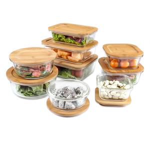 Kitchen Airtight Meal Prep Borosilicate Glass Food Storage Containers Lunch Box with Bamboo Lid