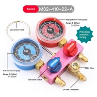 Manomètre de collecteur Hongsen M02-410-22-A avec vanne à boisseau sphérique et interrupteur, jauge de remplissage de réfrigérant avec garantie d'un an pour la climatisation
