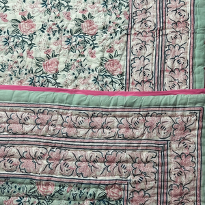 Une seule qualité Rajasthani bloc imprimé à la main luxe confortable Kantha couette indien bohème literie coton couvre-lit couverture - Product Image 1