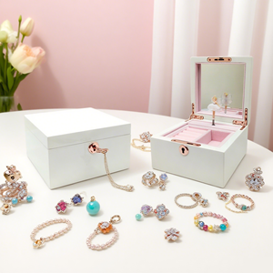 Boîte à bijoux en bois de luxe, blanche brillante, avec ballerine dansante et cadran musical, pour femmes et filles, cadeaux de Noël - Product Image 5