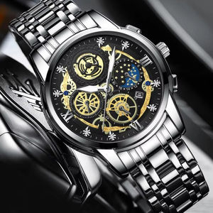 Reloj Casual de Acero Inoxidable para Hombre BINBOND4010, Luminoso, Resistente al Agua, con Fecha, de Cuarzo, Personalizable con Logotipo - Product Image 4