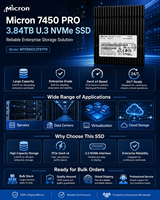قرص صلب للمؤسسات من مايكرون 7450 برو بسعة 3.84 تيرابايت، U.3 PCIe4.0 NVMe MTFDKCC3T8TFR، محرك أقراص صلبة للخوادم