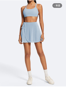 Nouvelle mode féminine respirante haute élastique jupe de Tennis Yoga demi jupe taille deux pièces sport jupe courte - Product Image 4