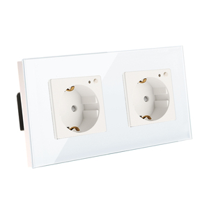 Bingoelec vente en gros maison mur puissance <span class=keywords><strong>salle</strong></span> <span class=keywords><strong>de</strong></span> <span class=keywords><strong>bain</strong></span> verre cristal 16A allemagne prise Zigbee Smart Wifi Double prises - Product Image 6