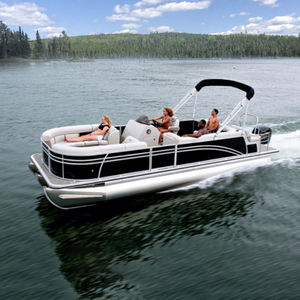 Barco Pontón de Aluminio de Lujo Kinlife 2025 de 27 pies con Remolque de Viaje para Fiestas Familiares, Pesca, Parques Acuáticos y Camping - Product Image 1