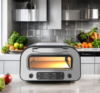 Horno Eléctrico para Pizza GTPZ15 OEM de Fábrica, 12 Pulgadas, Acero Inoxidable Negro, Ventana Visible, Temperatura y Tiempo Ajustables