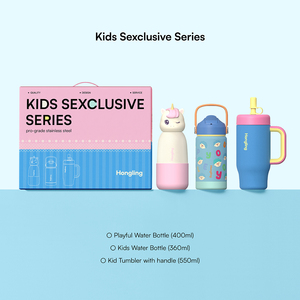 Boîte cadeau élégante pour enfants avec bouteilles isothermes, gobelet pour enfants et boîte à lunch, couleur fraîche, logo personnalisé, bouteille d'eau pour enfants pour cadeaux - Product Image 4