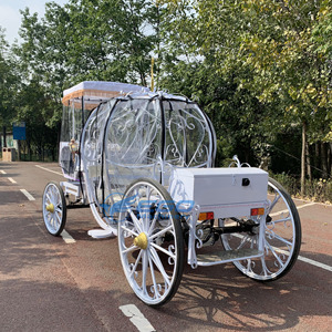 Wedding Horse Carriage <b>White</b> Pumpkin Carriage with Customizable LED Lamp Smart Lighting System and Rain Curtain - Product Image 2