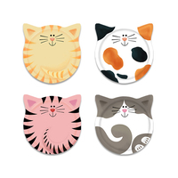 Sous-verre rond en bois et liège personnalisé, en céramique, en forme de chat de dessin animé mignon et créatif, pour la décoration de table à la maison