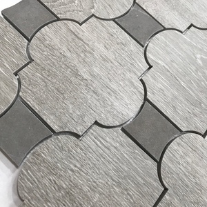 Azulejos de mosaico Waterjet con forma de linterna de mármol de grano de madera para decoración de interiores - Product Image 4