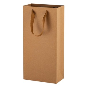 Bolsa de papel kraft de tamaño personalizado para botella de vino, cerveza, con asas de algodón, bolsa de papel para vino negro, venta al por mayor - Product Image 3
