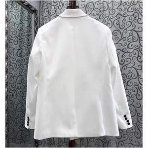 Haute qualité nouveau <span class=keywords><strong>Blazer</strong></span> manteaux 2025 printemps été femmes col cranté noir bouton poche Patchwork à manches longues blanc Blazers - Product Image 6