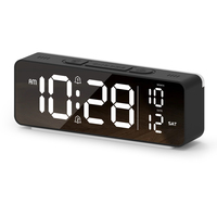 Réveil numérique LED de table avec affichage de l'heure, de la date et du jour de la semaine, veilleuse d'ambiance colorée