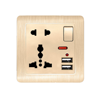 Prise murale USB noire universelle à 10 broches, multiprise avec prises britanniques et prises électriques
