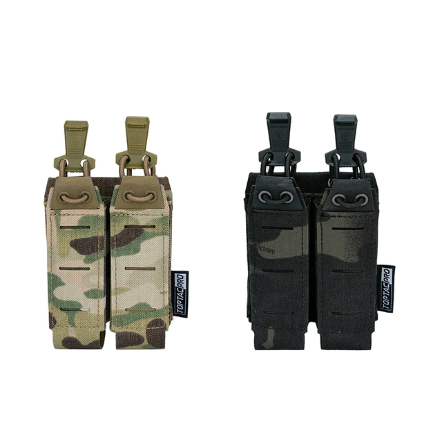 TOPTACPRO Tactical 9mm Mag Pouch MOLLE Double Mag Carrier Laser Cut 9mm Magazine Pouch for Tactical Vest