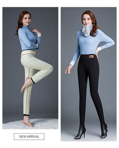 2025 autunno inverno Skinny spesso lana in pile <span class=keywords><strong>Leggings</strong></span> da donna pantaloni da donna pantaloni in Cashmere in pelle di agnello - Product Image 5