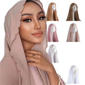 Wholesale Muslim Women's 100% Polyester <b>Chiffon</b> Hijab <b>Scarf</b> Custom Color Printing Soft Breathable 180x70cm Multifunction Autumn - Product Image 1