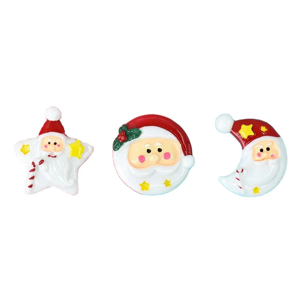 Mặt Trăng Sao Santa Claus Thông Tư Santa Claus Flatback Nhựa Charms Đối Với Chất nhờn Di Động Trường Hợp Keychain DIY Thủ Công Trang Trí