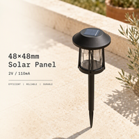 Lampe solaire de jardin en plastique noir, LED SMD 10LM, blanc chaud 3000K, batterie Ni-MH 700mAh, panneau 48x48mm, lampe de chemin extérieure