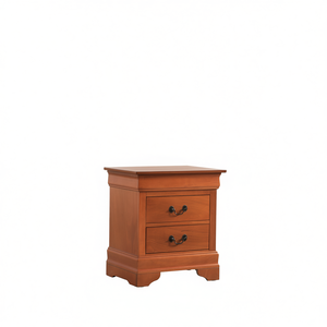 Table de chevet classique en chêne, 2 tiroirs, design élégant, meubles de chambre à coucher - Product Image 1