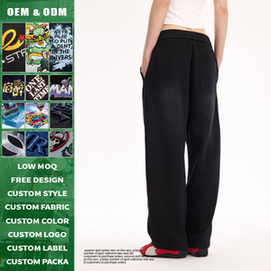 Pantalones Deportivos Cómodos de Tela con Capa de Aire, Cintura Alta, Pierna Ancha, Corte Holgado, Estilo Casual, para Hombre y Mujer, Servicio OEM - Product Image 3