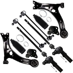 Kit de suspension avant 12 pièces en acier allié, bras de suspension, rotules, embouts de biellettes pour remplacement inférieur 2009-2013 - Product Image 1
