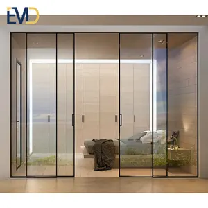 New Design High End Aluminium Slim Frame Tempered Glass Villa Slidng Door