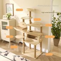Árbol para Gatos de Madera Maciza Premium, Multifuncional, con Cápsula Espacial, Cuna Espacial y Postes Rascadores para el Juego de los Gatos