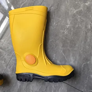 Custom Outdoor Anti-Slip Unisex Natuurlijke Rubber Gumboots Pvc Regenlaarzen Stalen Neus Mannen