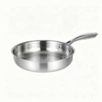 Poêle à frire FLEY en acier inoxydable non revêtue, compatible induction, gaz et électrique, pour la cuisine domestique