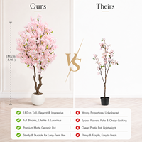 Pohon Bunga Sakura Buatan Tanaman Palsu Bunga Sakura Pink Tiruan untuk Pernikahan Rumah Kantor Ruang Tamu