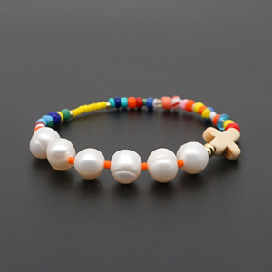 Fait à la main personnalisé Miyuki <span class=keywords><strong>Tila</strong></span> pour Bracelet pour femmes nouveau Design perlé croix arc-en-ciel <span class=keywords><strong>perle</strong></span> d'eau douce pour Bracelet mode - Product Image 5