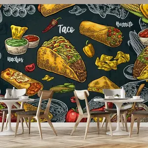 Papel de parede personalizado para descascar e colar comida de fast food mexicana