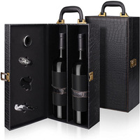 Coffret cadeau de vin rouge de luxe très populaire avec placards en cuir PU à finition mate, logo personnalisé, capacité 2 bouteilles