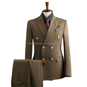 Setelan Formal Pria 3 Potong Warna Solid Double Breasted V-neck Celana Resleting Ukuran Besar Anti-susut Anti-keriput - Product Image 2