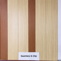Panneau de plafond métallique moderne en aluminium à motif bois, en forme de G, avec fixation par crochets, pour bureaux, centres commerciaux, écoles et appartements