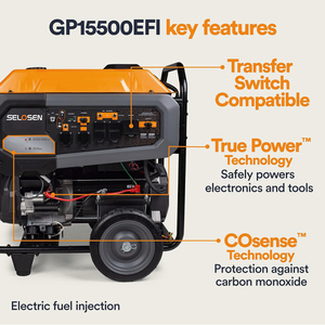 Générateur d'essence portable 15,5 kW/15 kW, démarrage manuel ou électrique, 120 V, pour usage domestique, d'urgence et commercial extérieur HSAMZ-Portable - Product Image 5