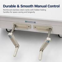 Lit d'hôpital manuel à double manivelle avec dossier et repose-jambes réglables, manivelle pliable en ABS dissimulée et surface en acier perforé