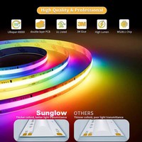 Bande LED COB RGB intelligente adressable 5M, ruban lumineux multicolore flexible à défilement de couleurs pour TV, fêtes et décoration DIY