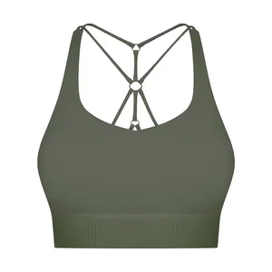 Sıcak! İki yol-wearings spor sutyen bayanlar Backless spor sutyen Yoga özel üst spor Halter 4 ayarlanabilir kapalı sapanlar geri spor sutyen