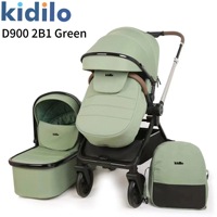 Poussette bébé multifonctionnelle légère avec panier à deux sièges Poussette haute vue pour nouveau-nés avec fonction assise et inclinable