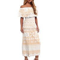 Robes de demoiselles d'honneur à épaules dénudées de style tribal polynésien, ensemble deux pièces personnalisé hawaïen, vêtements pour femmes, robe vintage à manches à volants