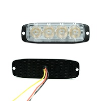 Luz Estroboscópica de Emergencia Ámbar ECE R65 E-Mark, 4 LED, 12-24V, IP67, con Función de Memoria, 4 Cables, Fácil Instalación, Lámpara de Advertencia para Vehículos