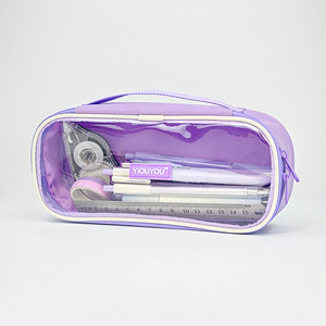 Inclusive Transparent Pencil Case Oxford Cloth Zipper Closure School Office Use Large Capacity Stylish Design - Product Image 1
