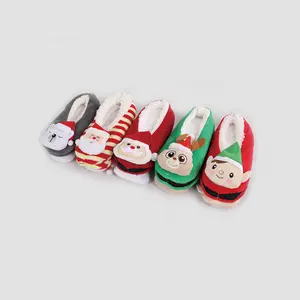2021 Amazon Hot High Quality 3D Cartoon Christmas Winter Warm Furry House Indoor Slippers For Women